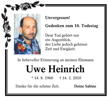 Traueranzeige von Uwe Heinrich von lausitzer_rundschau