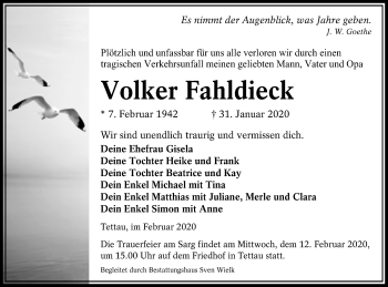 Traueranzeige von Volker Fahldieck von lausitzer_rundschau