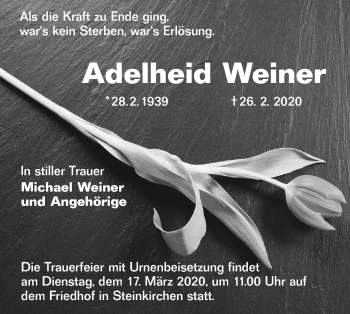 Traueranzeige von Adelheid Weiner von lausitzer_rundschau