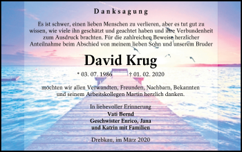 Traueranzeige von David Krug von lausitzer_rundschau