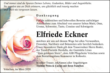 Traueranzeige von Elfriede Eckner von lausitzer_rundschau