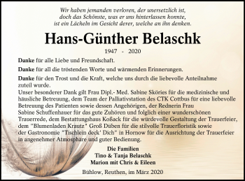 Traueranzeige von Hans-Günther Belaschk von lausitzer_rundschau