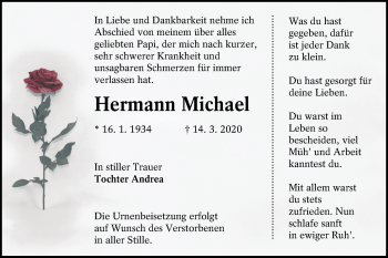 Traueranzeige von Hermann Michael von lausitzer_rundschau