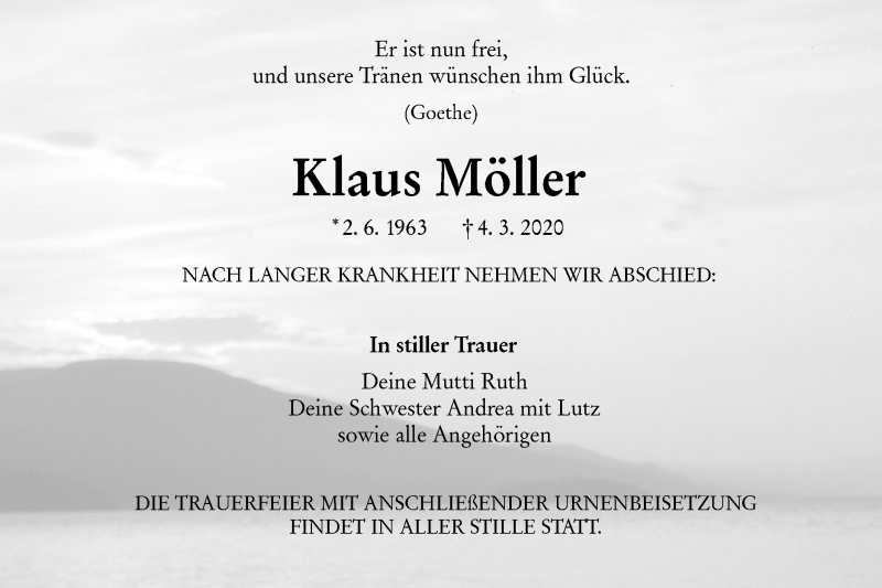  Traueranzeige für Klaus Möller vom 14.03.2020 aus lausitzer_rundschau