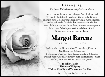 Traueranzeige von Margot Barenz von lausitzer_rundschau