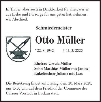 Traueranzeige von Otto Müller von lausitzer_rundschau