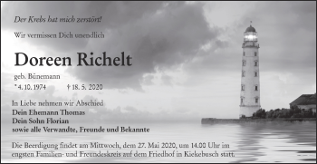 Traueranzeige von Doreen Richelt von lausitzer_rundschau