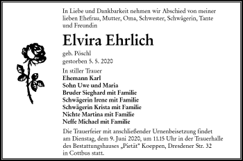 Traueranzeige von Elvira Ehrlich von lausitzer_rundschau