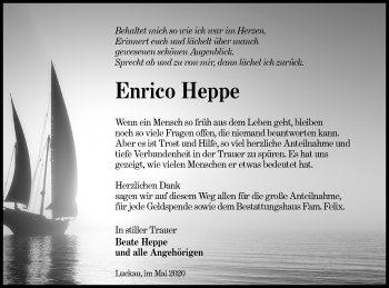 Traueranzeige von Enrico Heppe von lausitzer_rundschau