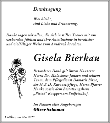 Traueranzeige von Gisela Bierkau von lausitzer_rundschau