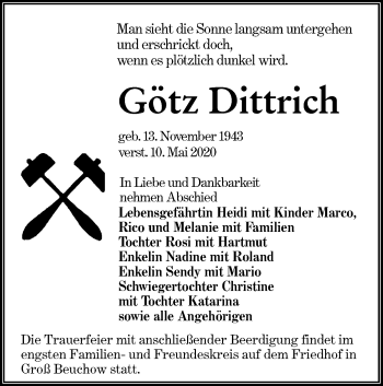 Traueranzeige von Götz Dittrich von lausitzer_rundschau