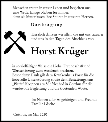 Traueranzeige von Horst Krüger von lausitzer_rundschau