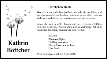 Traueranzeige von Kathrin Böttcher von lausitzer_rundschau