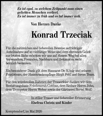 Traueranzeige von Konrad Trzeciak von lausitzer_rundschau