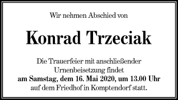 Traueranzeige von Konrad Trzeciak von lausitzer_rundschau