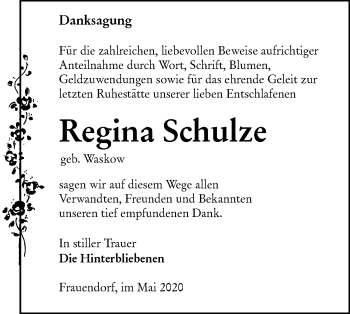 Traueranzeige von Regina Schulze von lausitzer_rundschau