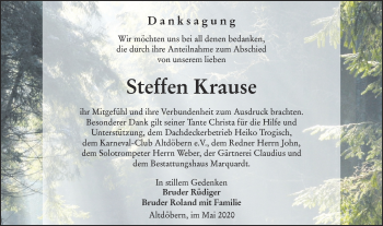 Traueranzeige von Steffen Krause von lausitzer_rundschau