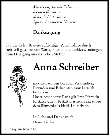 Traueranzeige von Anna Schreiber von lausitzer_rundschau