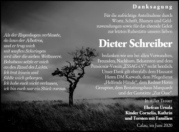 Traueranzeige von Dieter Schreiber von lausitzer_rundschau