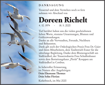 Traueranzeige von Doreen Richelt von lausitzer_rundschau