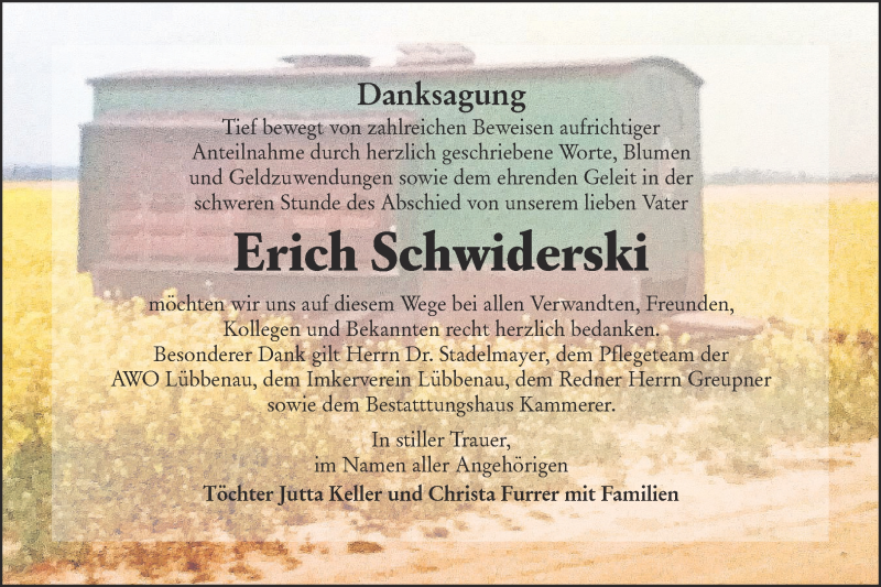  Traueranzeige für Erich Schwiderski vom 20.06.2020 aus lausitzer_rundschau