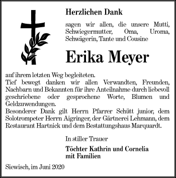 Traueranzeige von Erika Meyer von lausitzer_rundschau