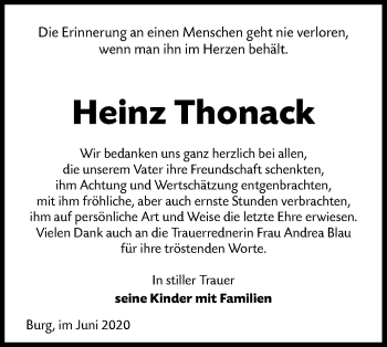 Traueranzeige von Heinz Thonack von lausitzer_rundschau