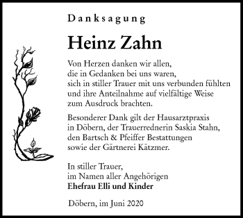 Traueranzeige von Heinz Zahn von lausitzer_rundschau
