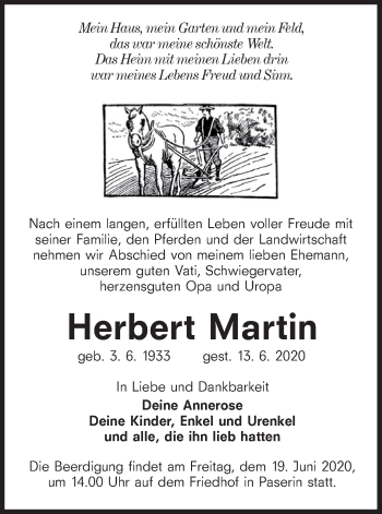 Traueranzeige von Herbert Martin von lausitzer_rundschau