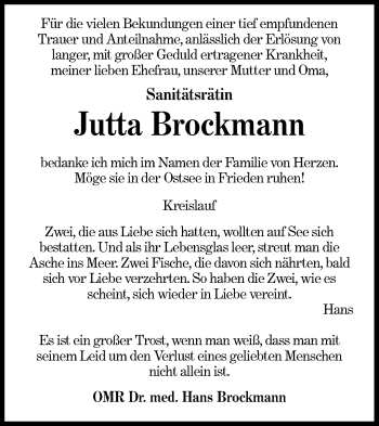 Traueranzeige von Jutta Brockmann von lausitzer_rundschau