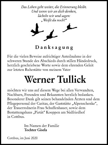 Traueranzeige von Werner Tullick von lausitzer_rundschau