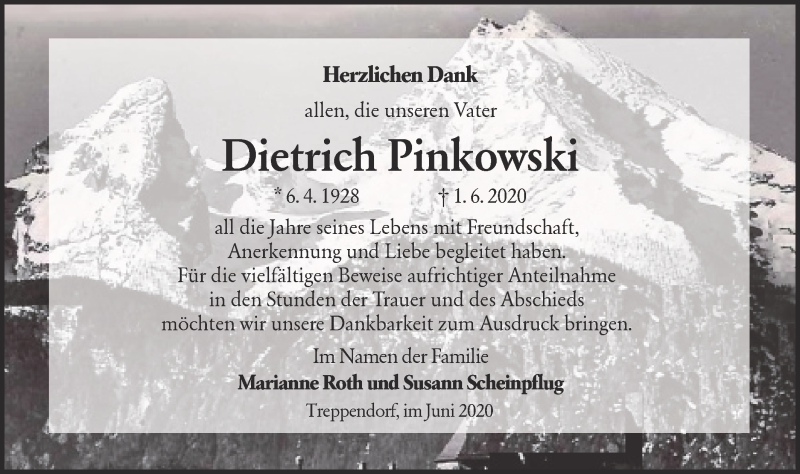  Traueranzeige für Dietrich Pinkowski vom 04.07.2020 aus lausitzer_rundschau