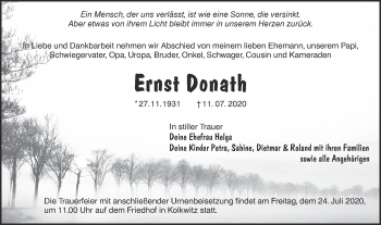 Traueranzeige von Ernst Donath von lausitzer_rundschau