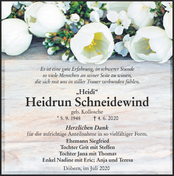 Traueranzeige von Heidrun Schneidewind von lausitzer_rundschau