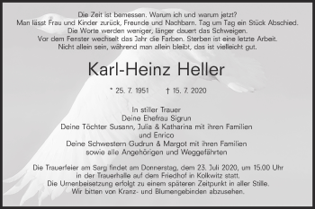 Traueranzeige von Karl-Heinz Heller von lausitzer_rundschau