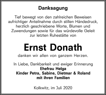 Traueranzeige von Ernst Donath von lausitzer_rundschau