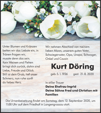 Traueranzeige von Kurt Döring von lausitzer_rundschau