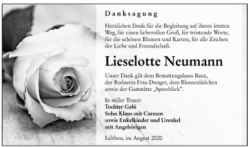 Traueranzeige von Lieselotte Neumann von lausitzer_rundschau