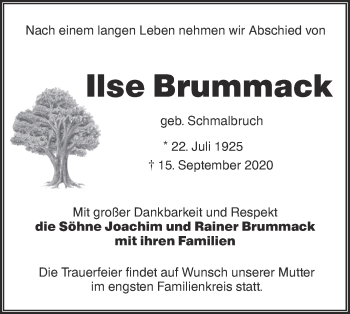 Traueranzeige von Ilse Brummack von lausitzer_rundschau