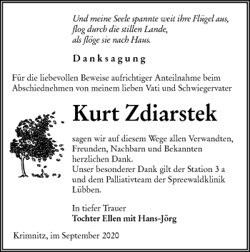 Traueranzeige von Kurt Zdiarstek von lausitzer_rundschau