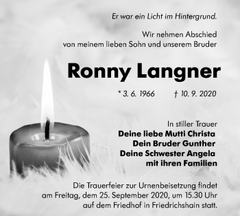 Traueranzeige von Ronny Langner von lausitzer_rundschau