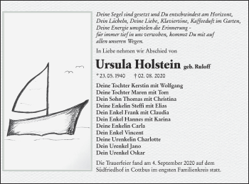 Traueranzeige von Ursula Holstein von lausitzer_rundschau
