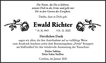 Traueranzeige von Ewald Richter von lausitzer_rundschau