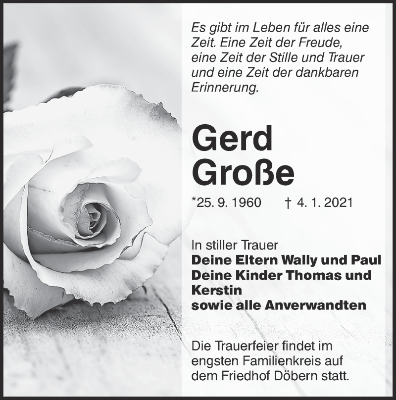  Traueranzeige für Gerd Große vom 23.01.2021 aus lausitzer_rundschau