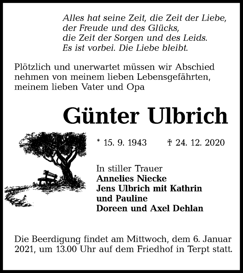  Traueranzeige für Günter Ulbrich vom 02.01.2021 aus lausitzer_rundschau