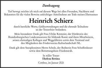 Traueranzeige von Heinrich Schierz von lausitzer_rundschau