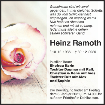 Traueranzeige von Heinz Ramoth von lausitzer_rundschau