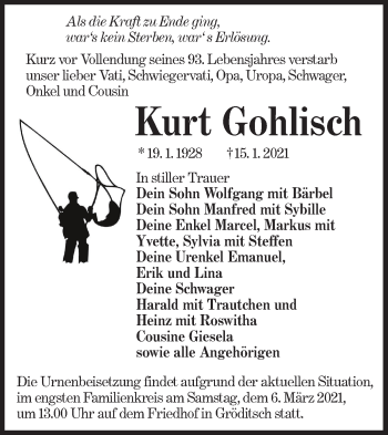 Traueranzeige von Kurt Gohlisch von lausitzer_rundschau
