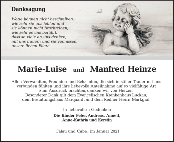 Traueranzeige von Marie-Luise Heinze von lausitzer_rundschau