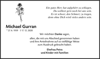 Traueranzeige von Michael Gurran von lausitzer_rundschau